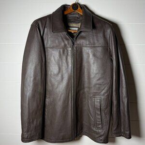 PELLE STUDIO Dark Chocolate Leather Zip-Out Thinsulate Lining Car Coat SZ XL